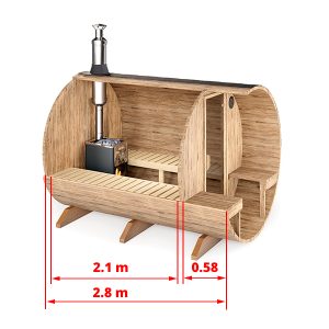 2,8m Tynnyrisauna terassilla 6 hengelle (S28V)