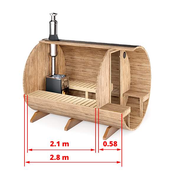 2,8m Tynnyrisauna terassilla 6 hengelle (S28V)